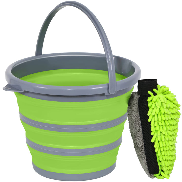 GreatCool front view showing bucket and mitt set, compact storage benefit