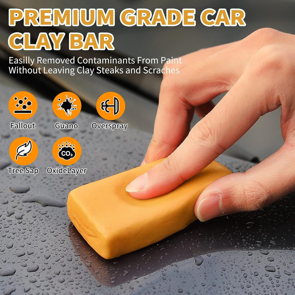 Greedy Tree clay bar close-up revealing heavy-duty texture and contaminant-gripping performance