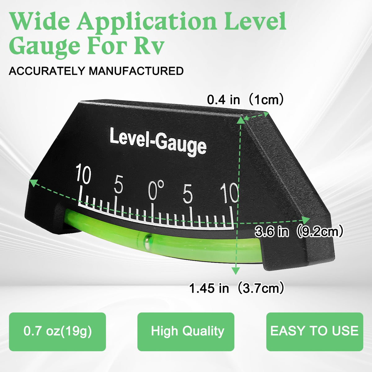 Green living close-up of engraved scale and bubble for precise readings