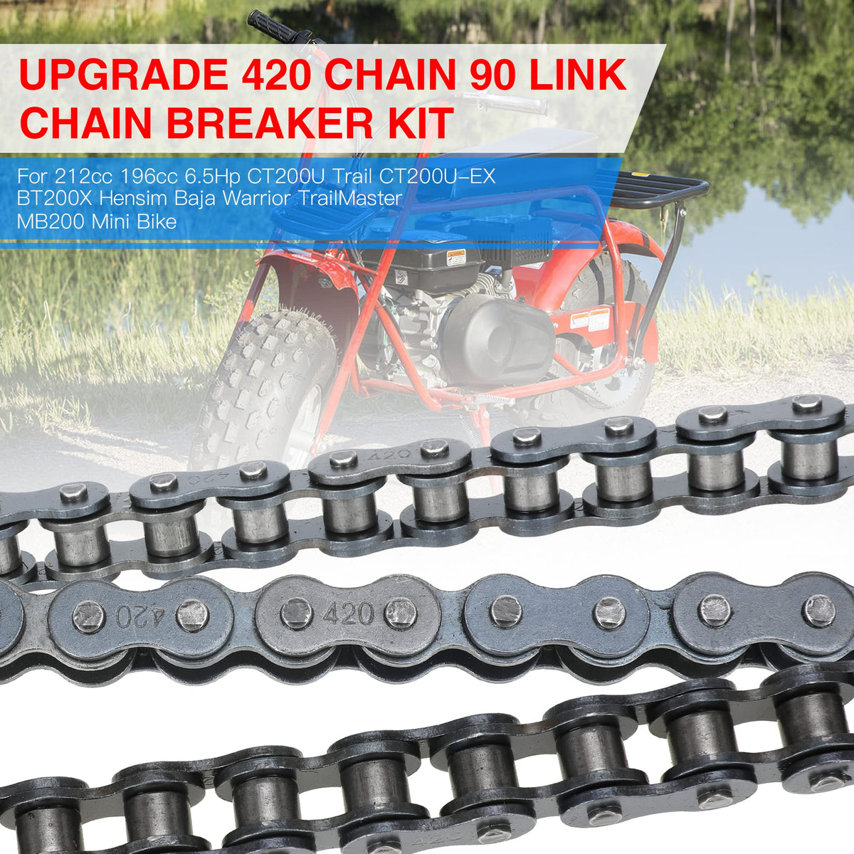 GREHUA close-up of 420 chain links highlighting durable alloy construction