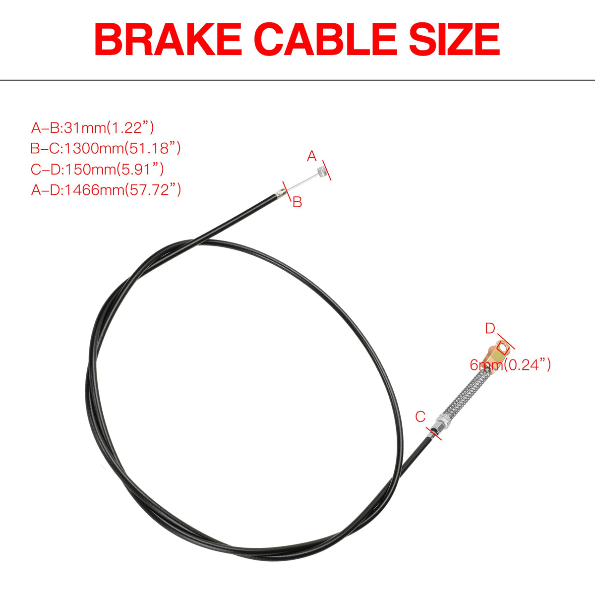 GREHUA brake cable full length laid out to show reach and connection ease