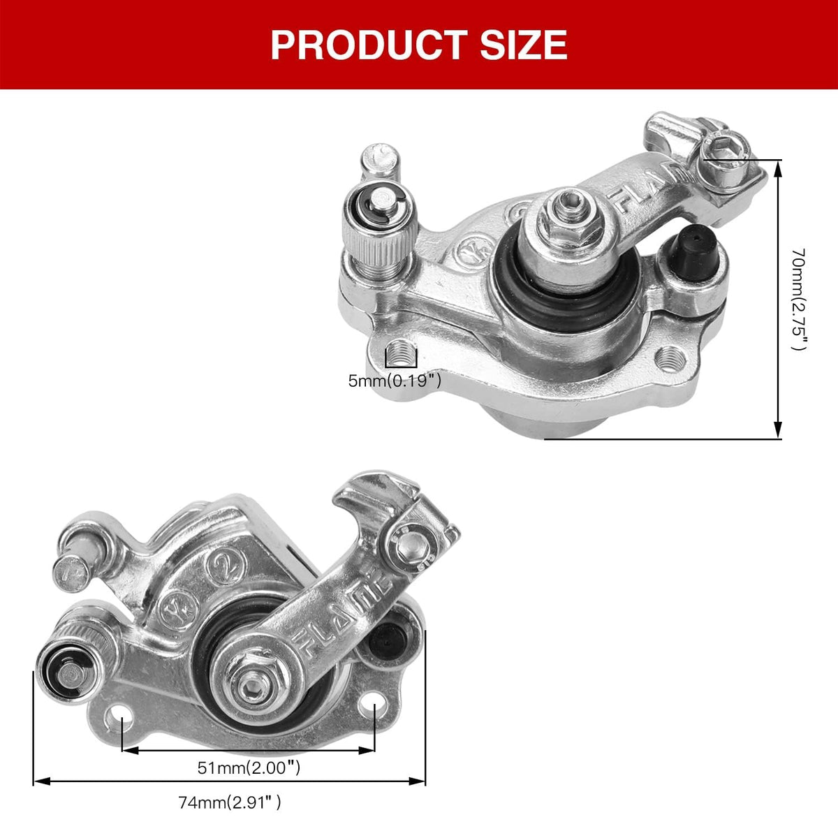 GREHUA caliper close-up of piston area demonstrating durable metal build