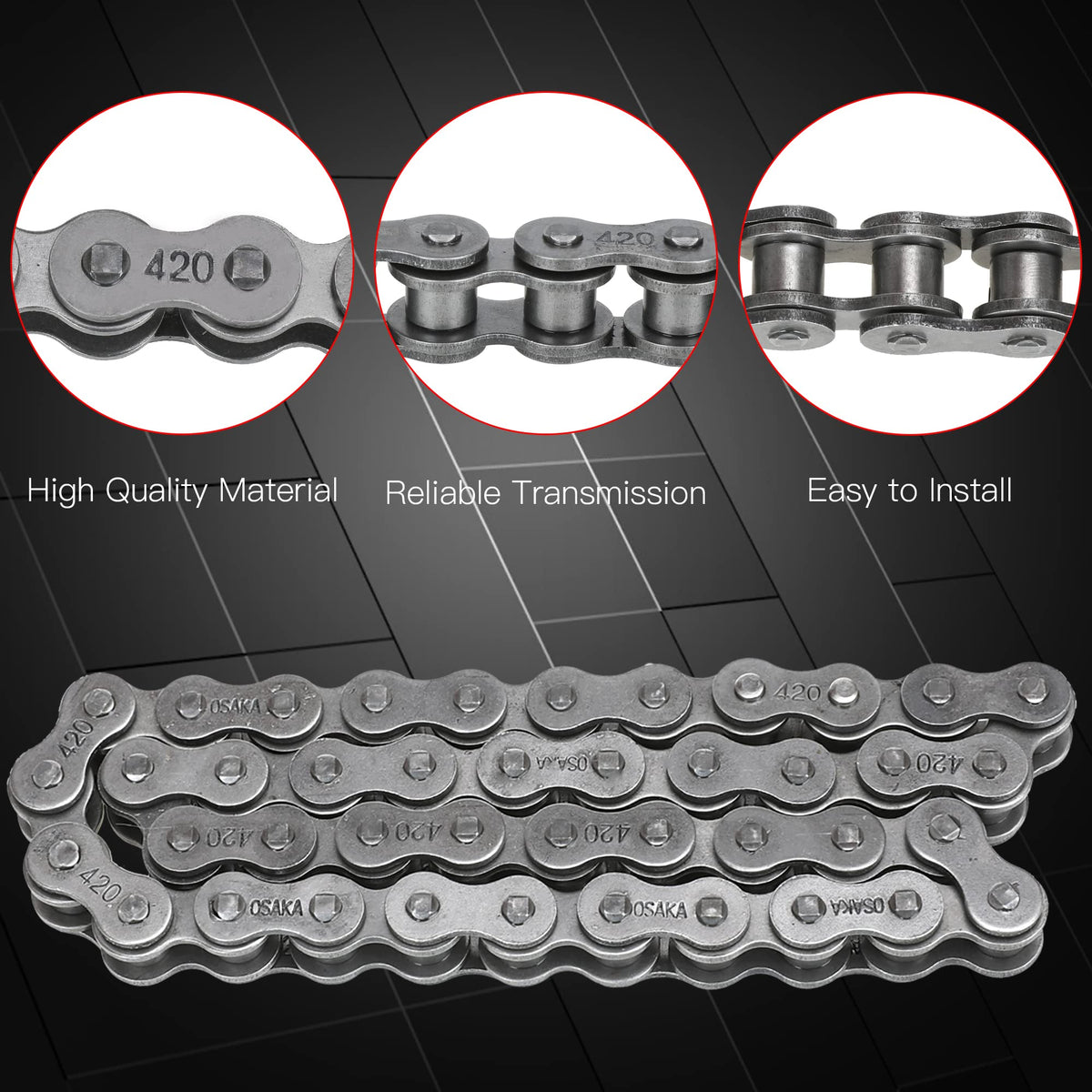 GREHUA chain next to ruler for length comparison ensuring correct 42-link sizing