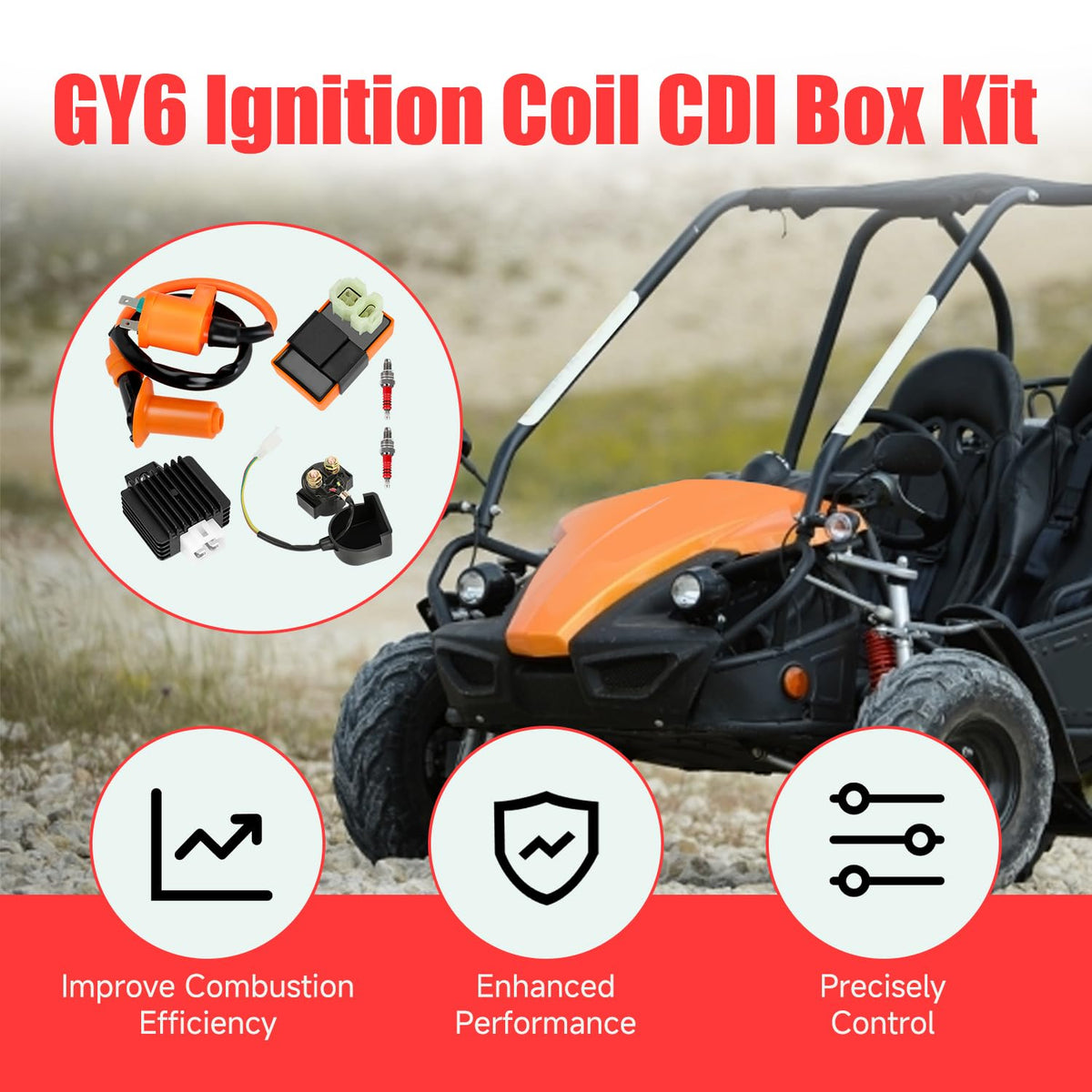 GREHUA ignition coil close-up in orange showing durable windings and reliable spark