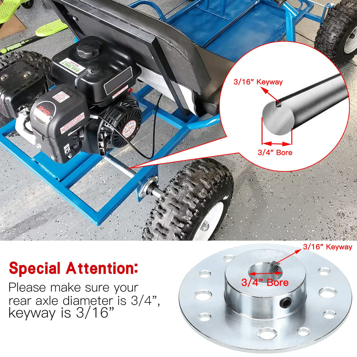GREHUA side profile highlighting the 3/4-inch bore and 3/16-inch keyway for secure fit