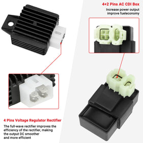 GREHUA voltage regulator rectifier top view indicating solid fins for stable charging