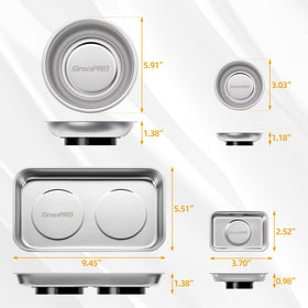 GRENPRO 3.03 and 5.91 inch round trays showing capacity and organization