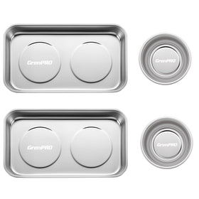 GRENPRO front view of 2 round and 2 rectangle trays showing organized storage benefit