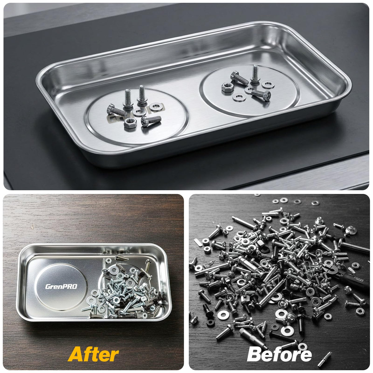 GRENPRO tray held in hand to show scale and portability benefit
