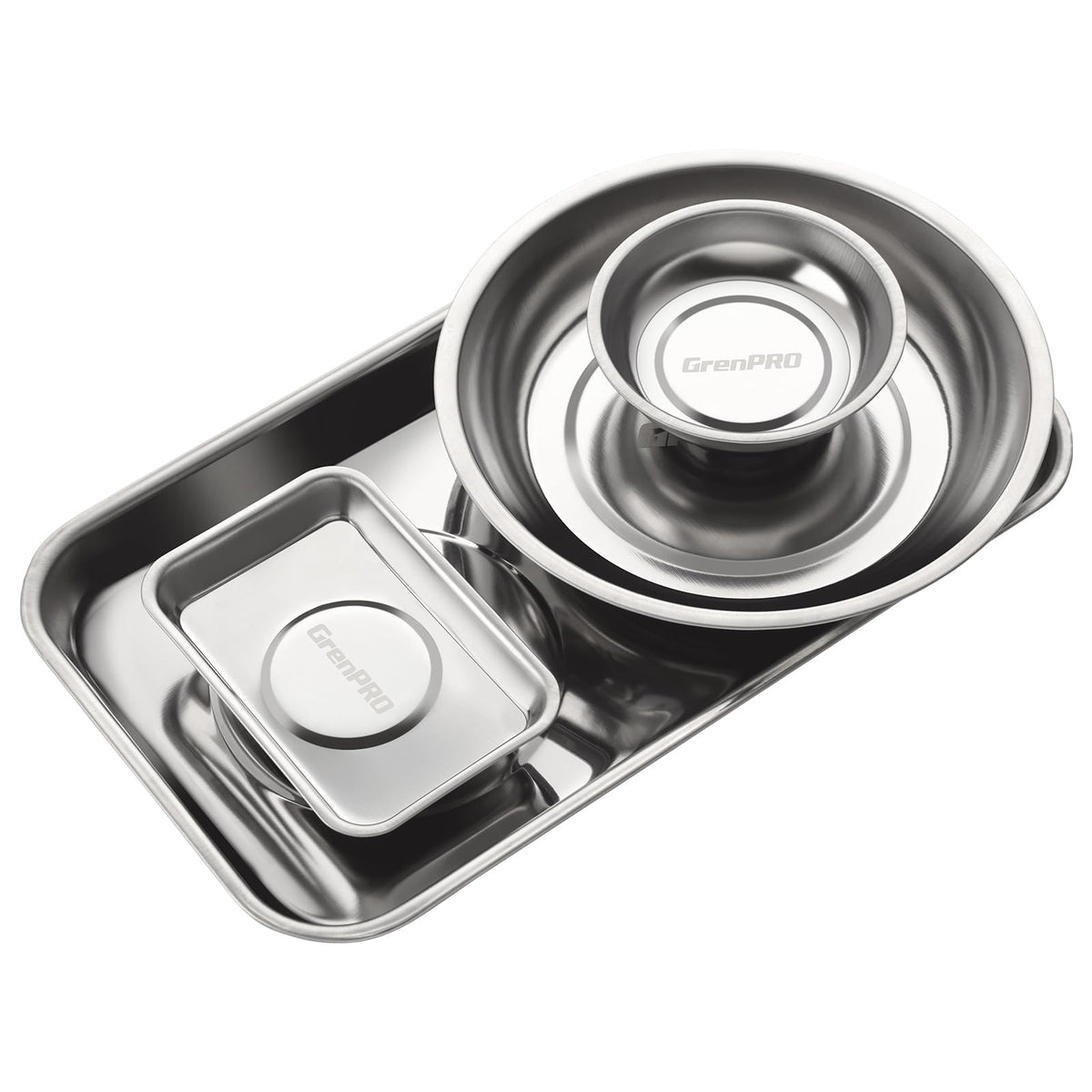 GRENPRO small square and large shallow trays displaying part separation
