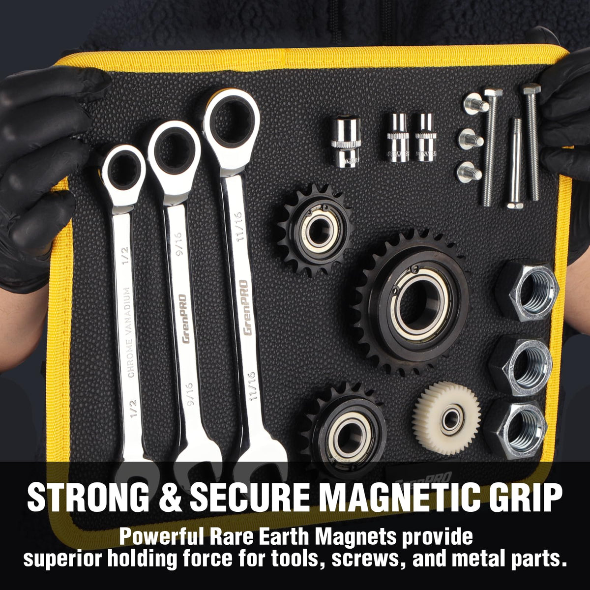 GRENPRO close-up of embedded magnet grid showing even magnetic coverage