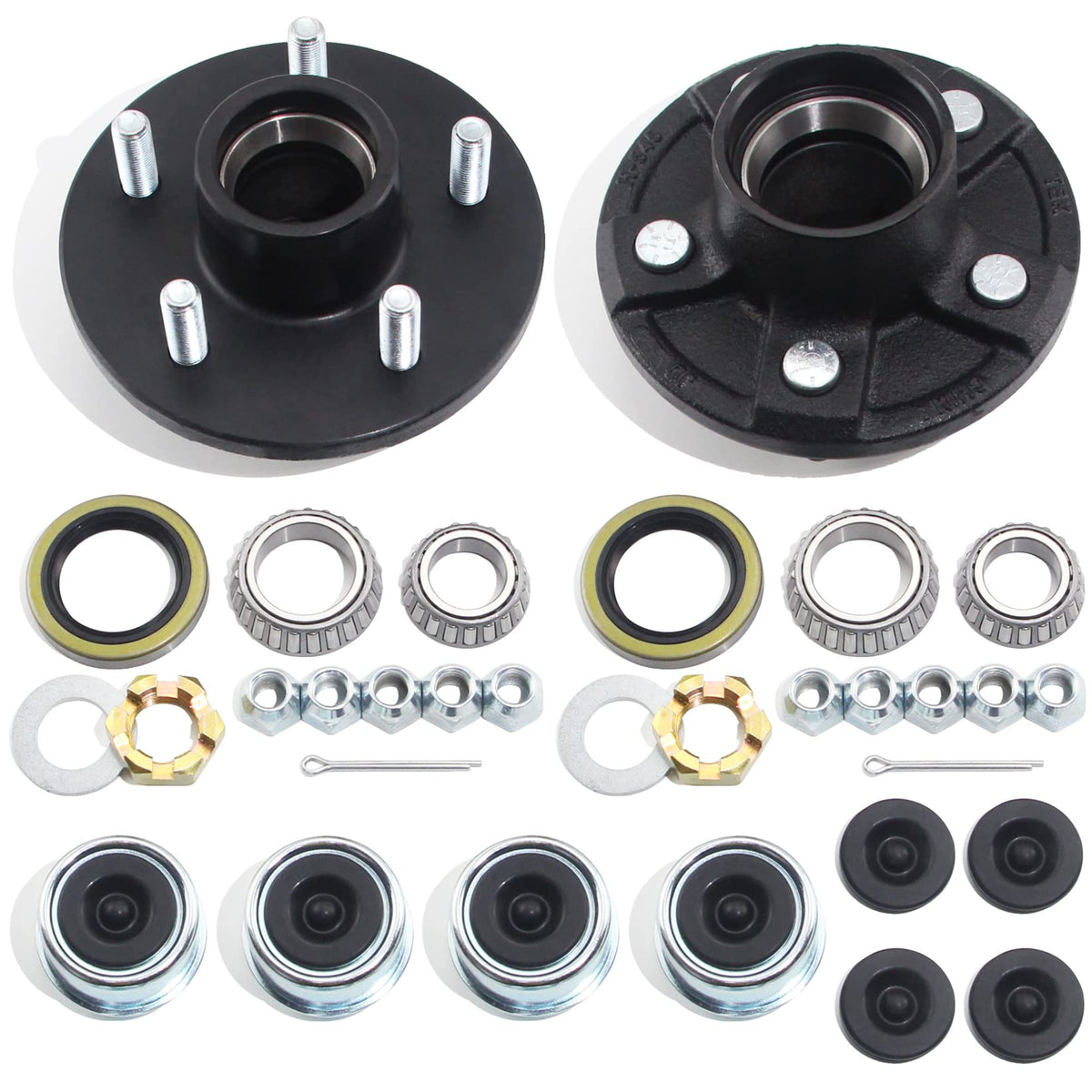 GREPSPUD front hub assembled showing bolt pattern and corrosion-resistant finish benefiting durability