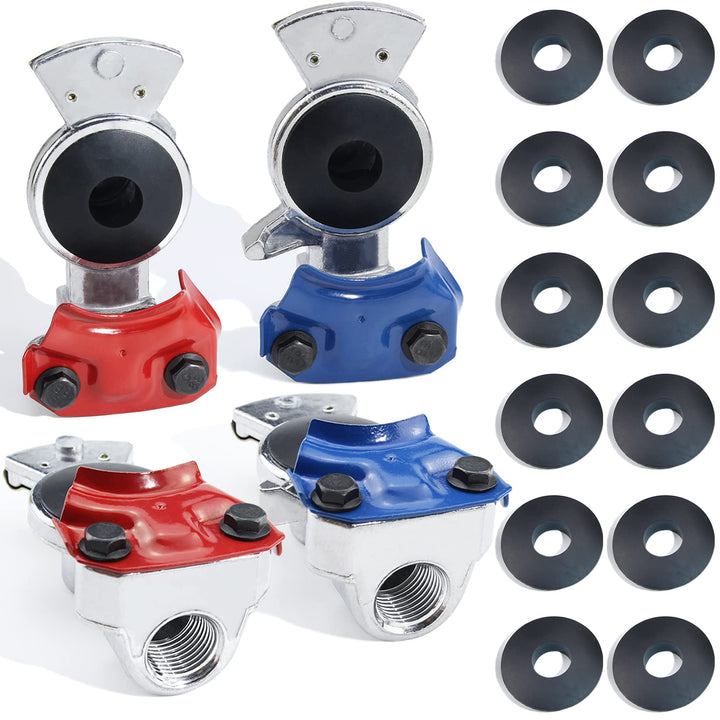 GREPSPUD front view of red and blue glad hands showing durable bodies