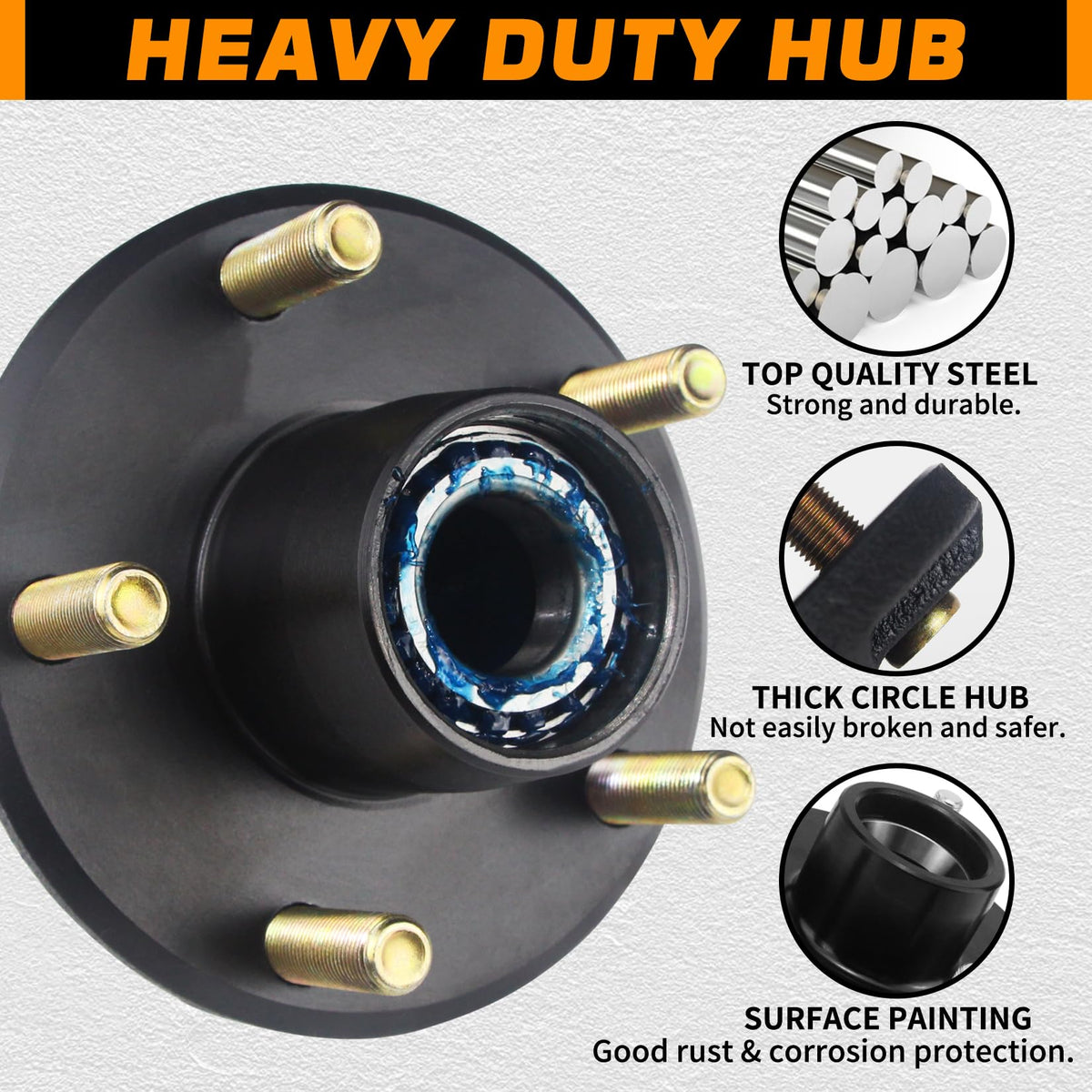 GREPSPUD lug nuts, spindle nuts and washers laid out to show complete hardware convenience