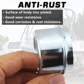 GREPSPUD hub cap installed on trailer hub demonstrating protection from debris