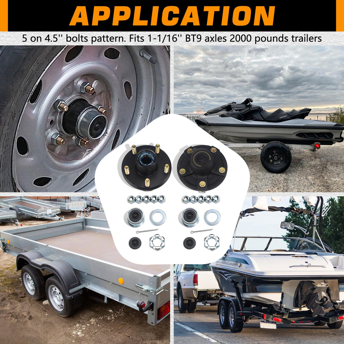 GREPSPUD hub installed on trailer wheel demonstrating correct fit and road-ready durability