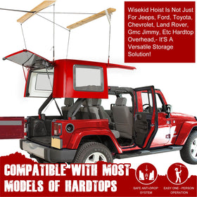 GRERTY hoist attachment detail showing secure hardtop protection benefit
