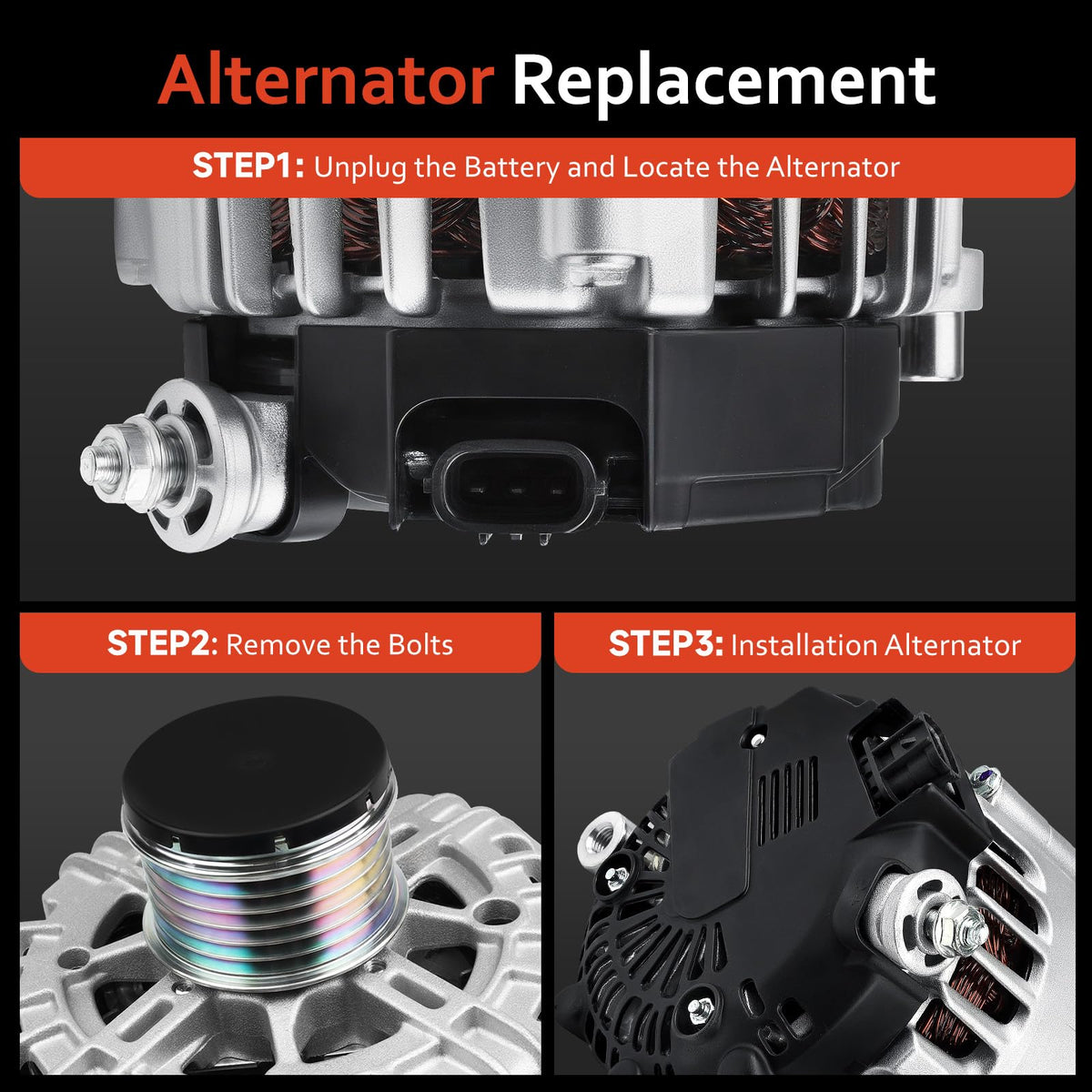 Grezuton alternator label with cross-reference numbers for part confirmation