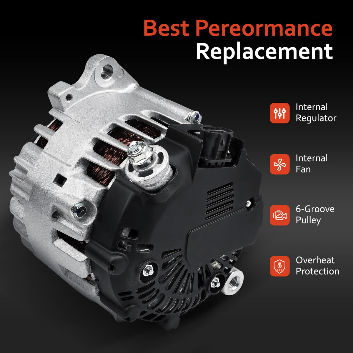Grezuton alternator installed under hood showing restored charging functionality