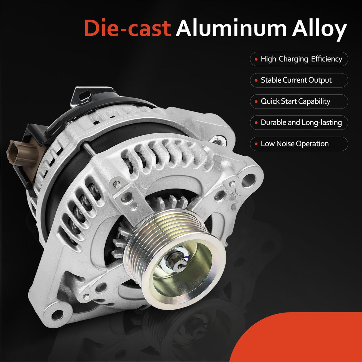Grezuton alternator side view highlighting bolt points for direct-fit replacement