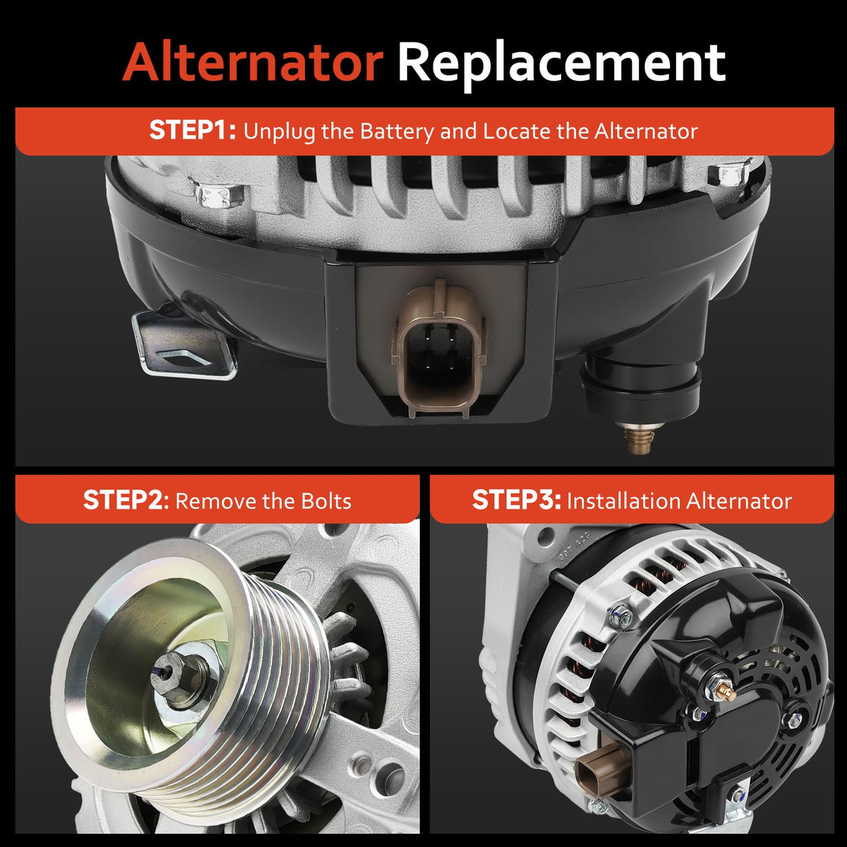 Grezuton alternator size comparison with ruler to confirm correct dimensions
