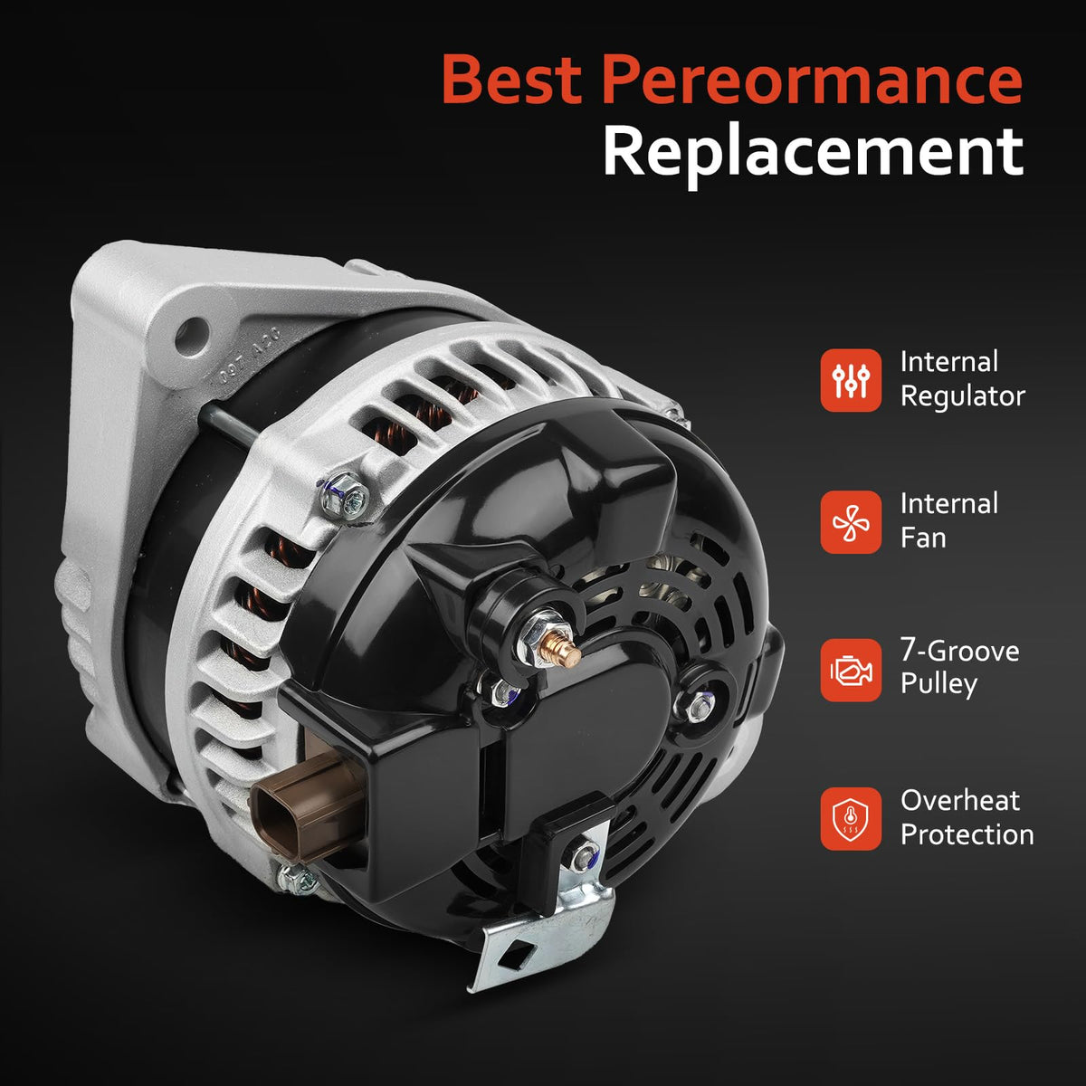 Grezuton alternator copper winding and stator detail for improved conductivity