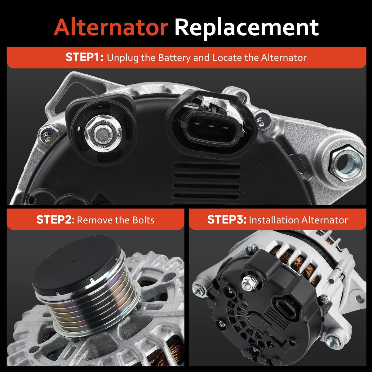 Grezuton packaging box showing protected shipment and included alternator