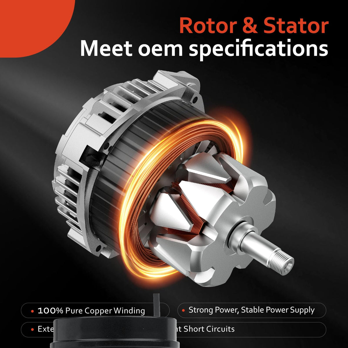 Grezuton alternator next to ruler showing scale for correct sizing and installation planning
