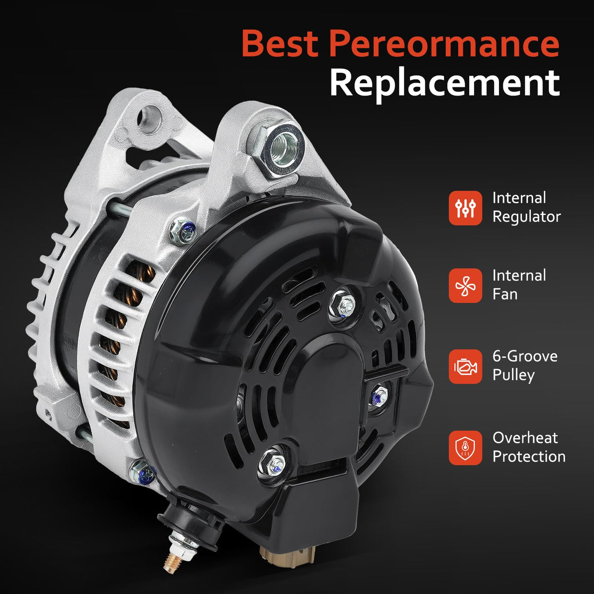 Grezuton alternator beside a ruler for scale, helps choose correct replacement size