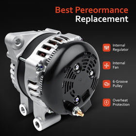 Grezuton alternator next to ruler showing compact size for fit verification