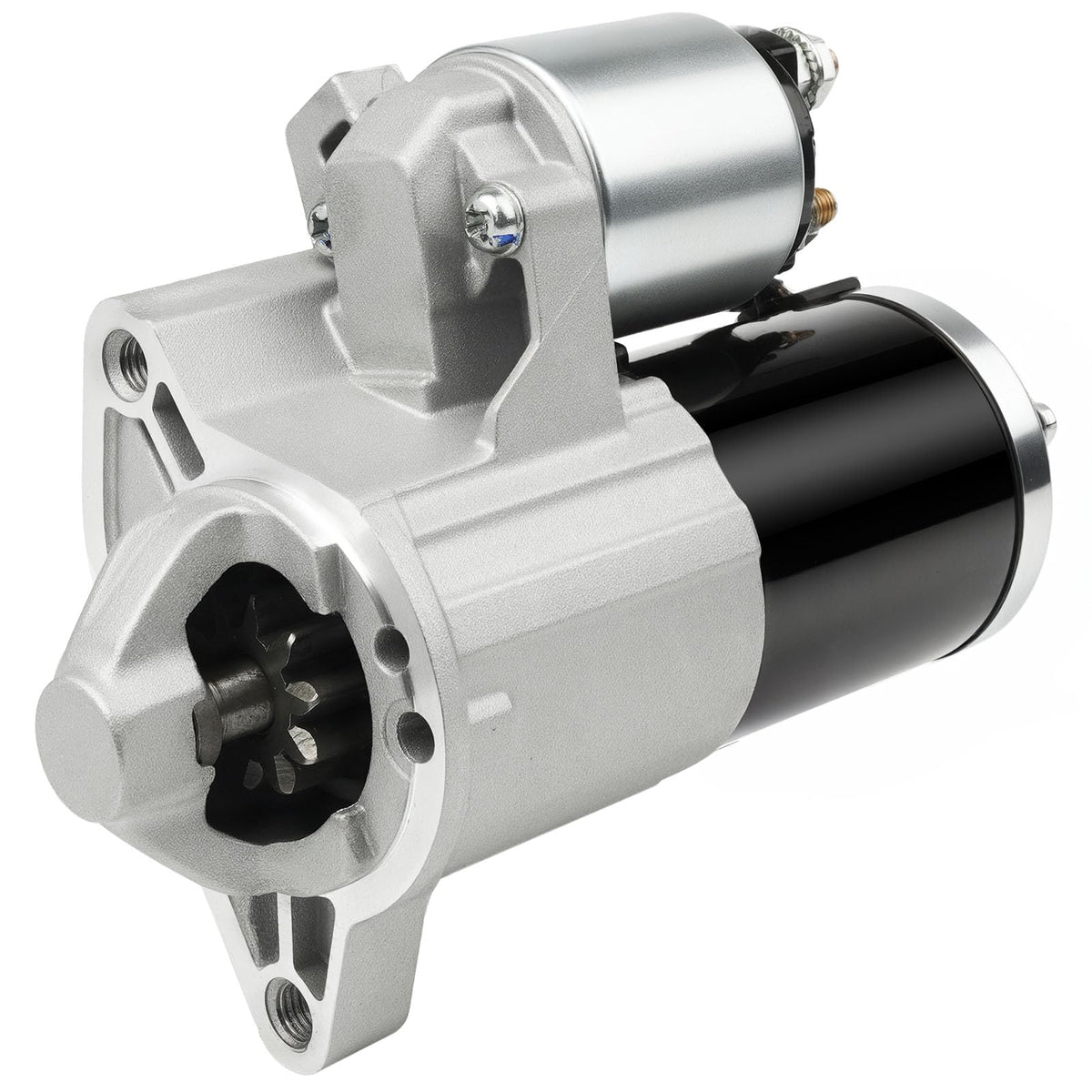 Grezuton front view of starter showing mounting points and improved durability