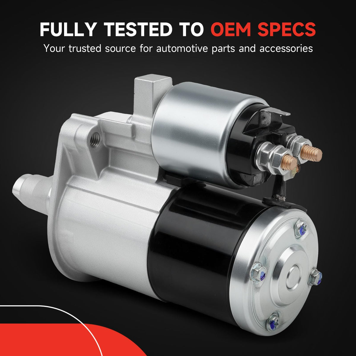 Grezuton starter installed in engine bay demonstrating direct-fit replacement