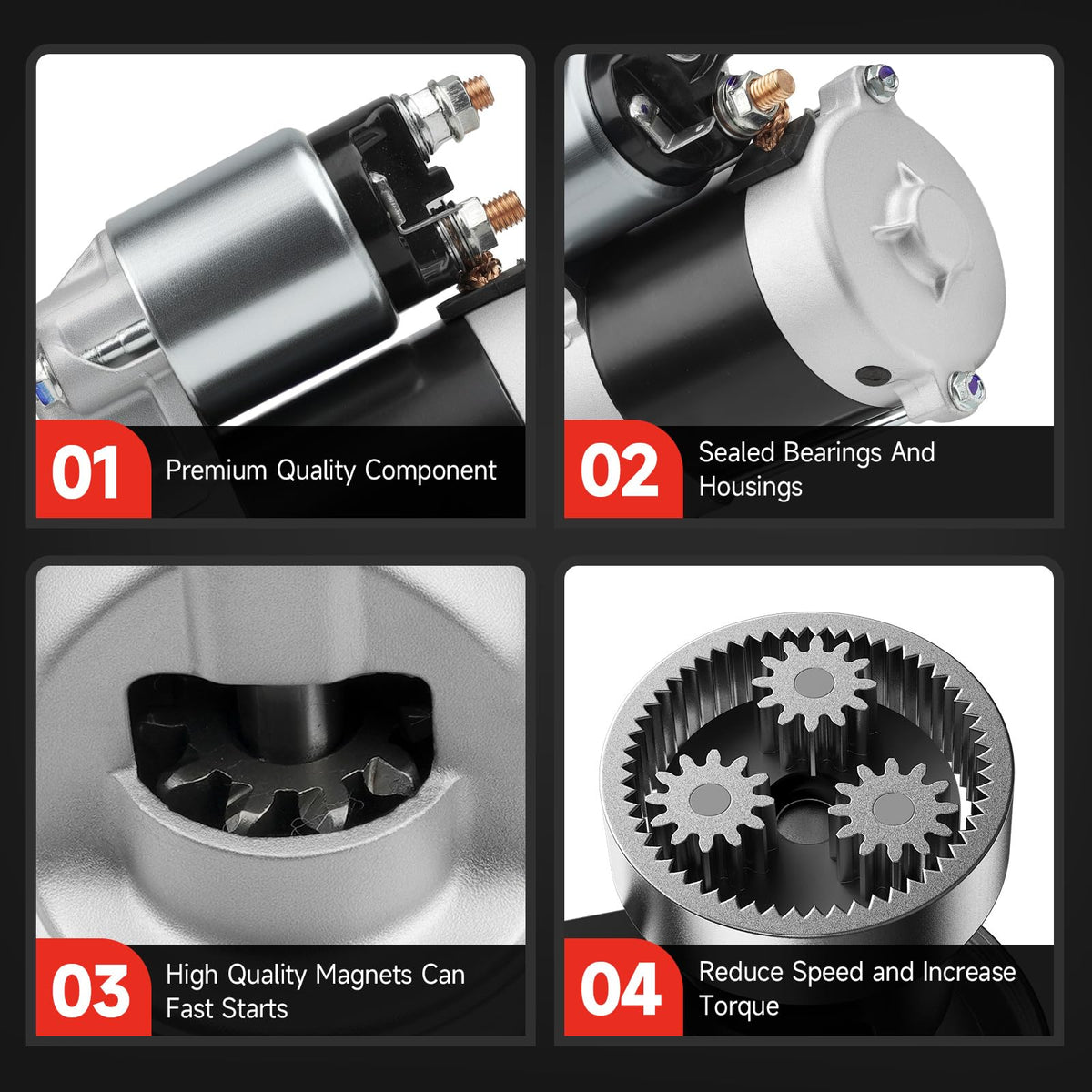 Grezuton starter installed on engine demonstrating correct alignment benefit