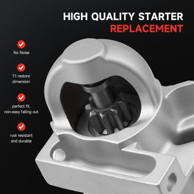 Grezuton starter size comparison with ruler showing compact OEM-matching dimensions