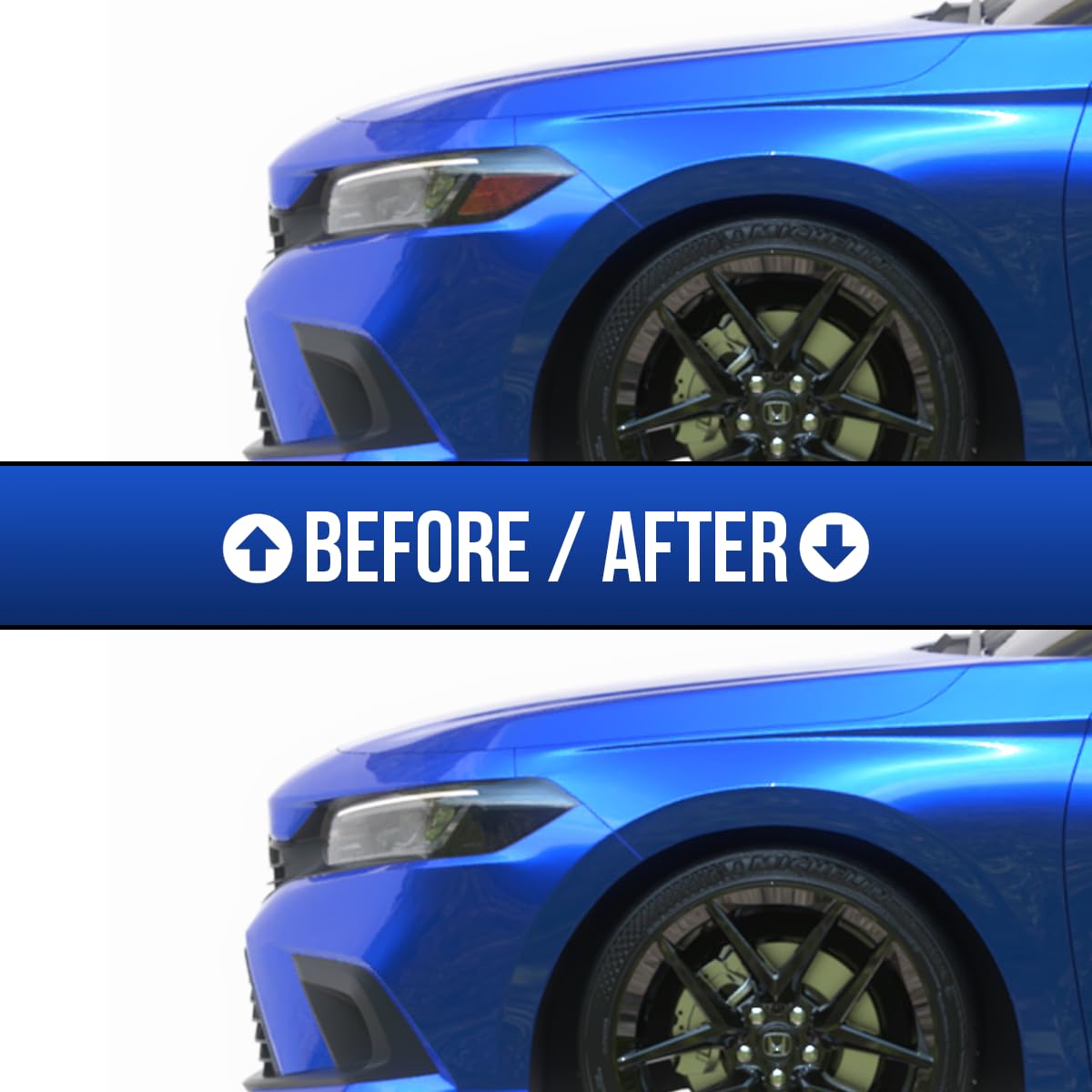 GRIDREADY installed on Civic sedan side profile showcasing cleaner headlight appearance