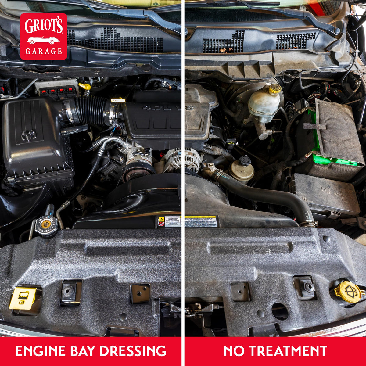 Griot's Garage being applied under hood demonstrating quick, user-friendly use