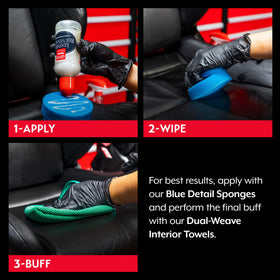 Griot's Garage before and after car seat image, visible repair and rejuvenation benefit