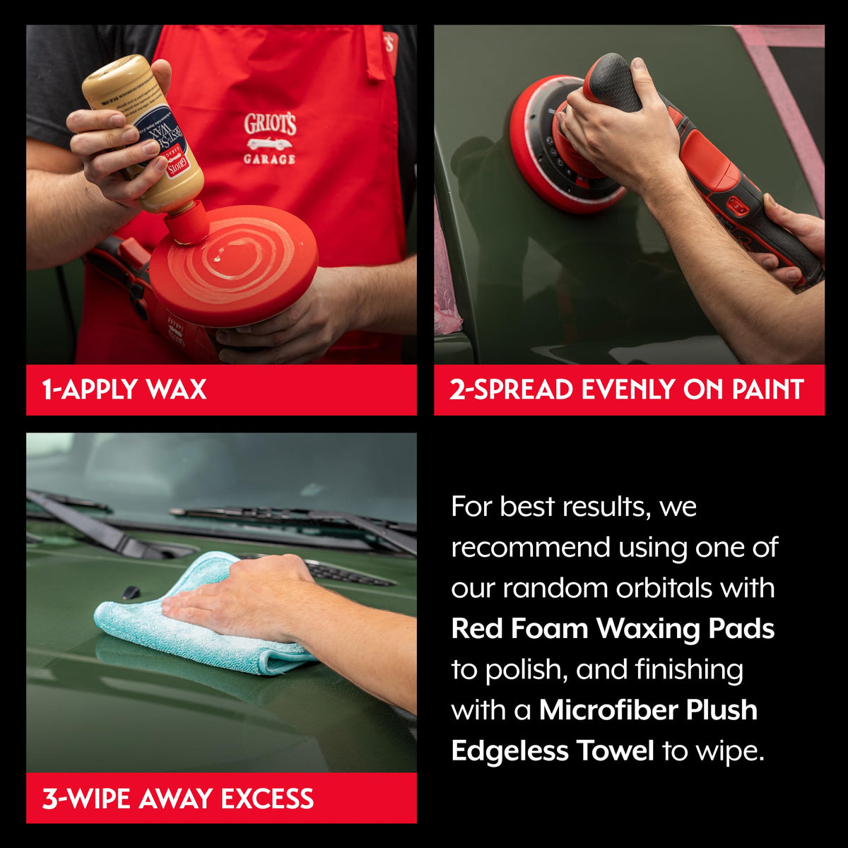 Griot's Garage applied with orbital polisher delivering even coverage and faster results