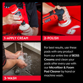 Griot's Garage pad mounted on orbital polisher for controlled cutting