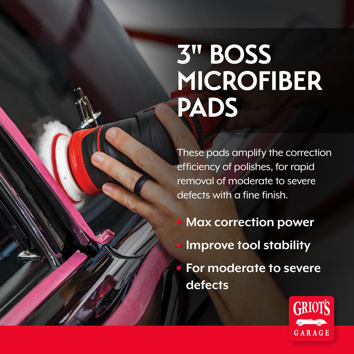 Griot's Garage close-up of 9mm microfiber face for aggressive correction