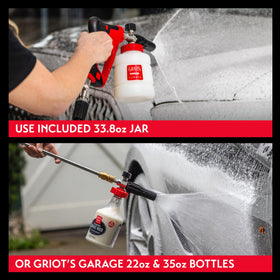 Griot's Garage adjustable nozzle detail showing spray control and customizable coverage benefit
