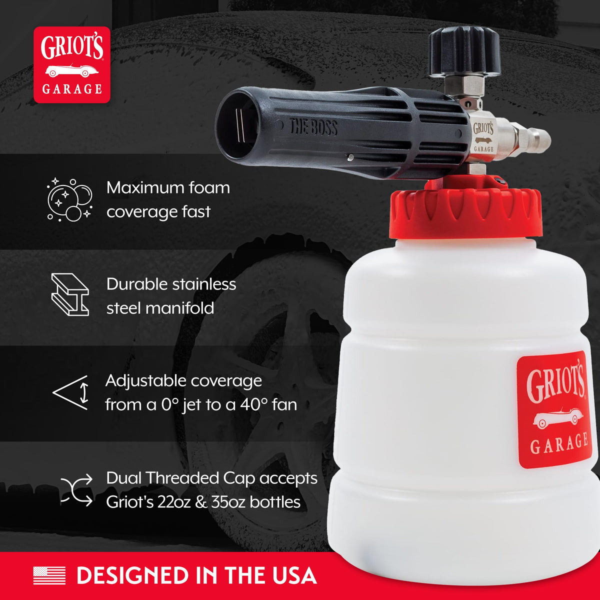 Griot's Garage Auto‑Mix bottle attached demonstrating no‑mix convenience benefit