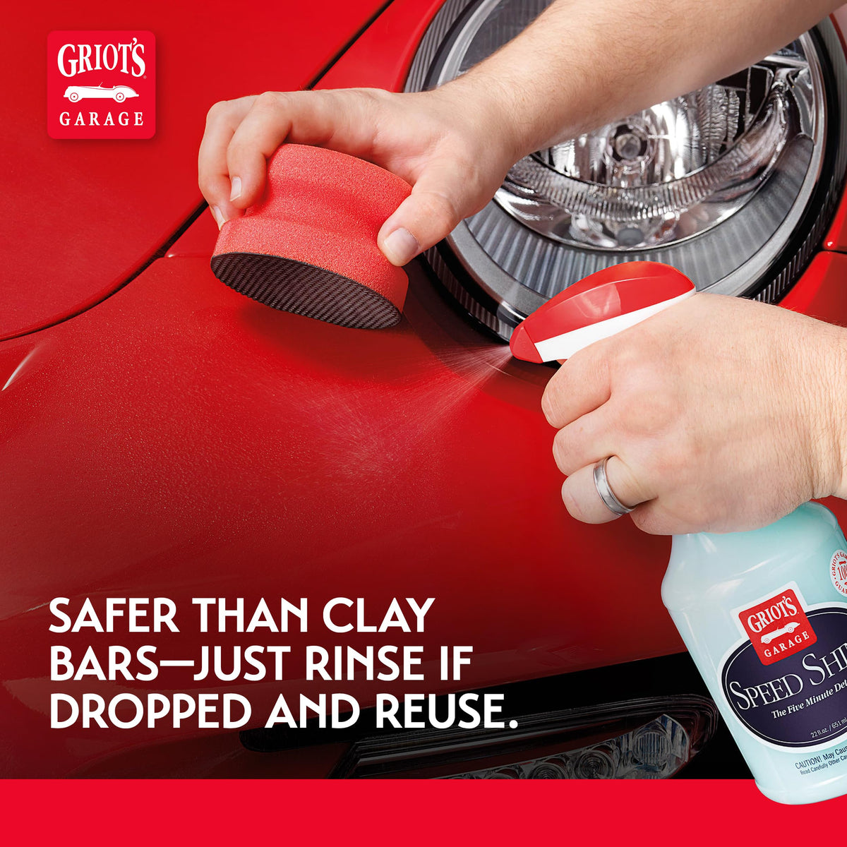 Griot's Garage synthetic clay rinsing under tap to show safe reuse after dropping