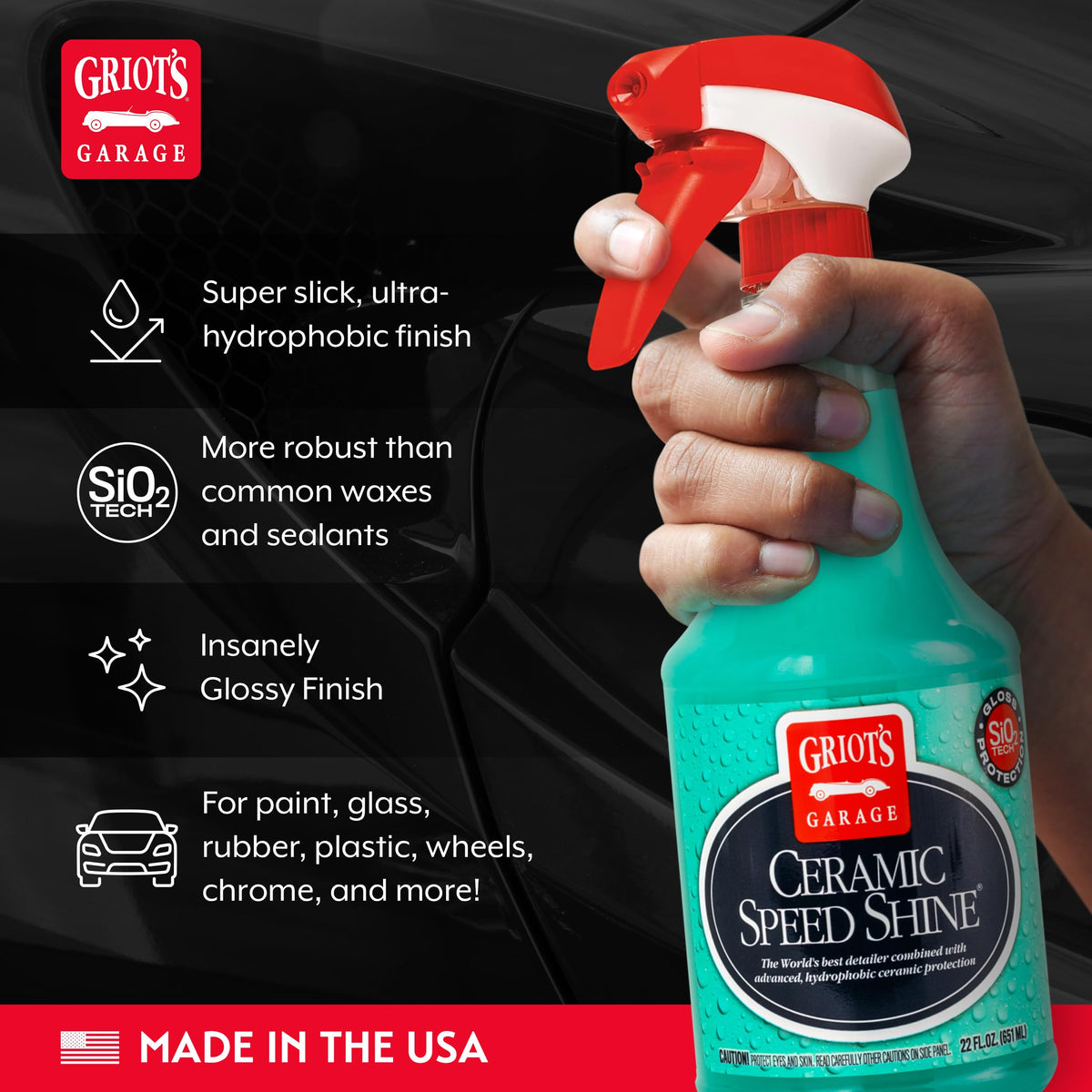 Griot's Garage close-up label view highlighting SiO2 formula and performance benefit