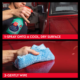 Wet car panel with water beading after Griot's Garage treatment for improved hydrophobic performance
