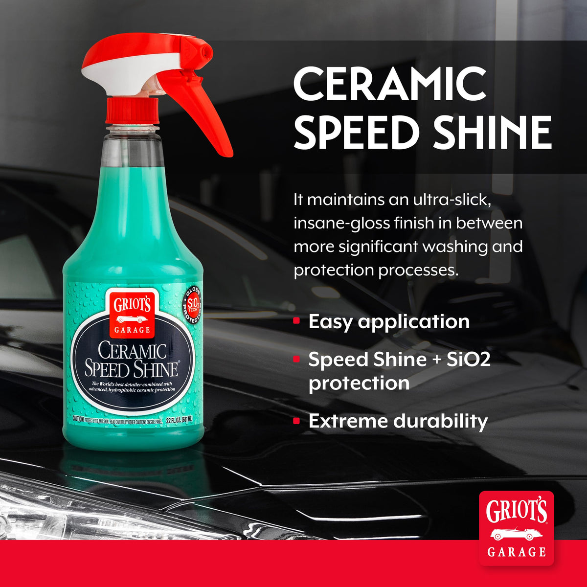 Griot's Garage misting on car panel demonstrating easy spray application and shine