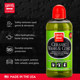 Griot's Garage being dispensed through a foam cannon creating thick foam for safe washing