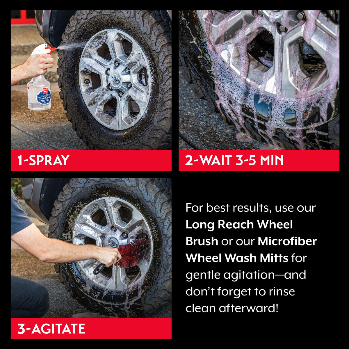 Griot's Garage close-up of grime lifting from rim for visible cleaning results