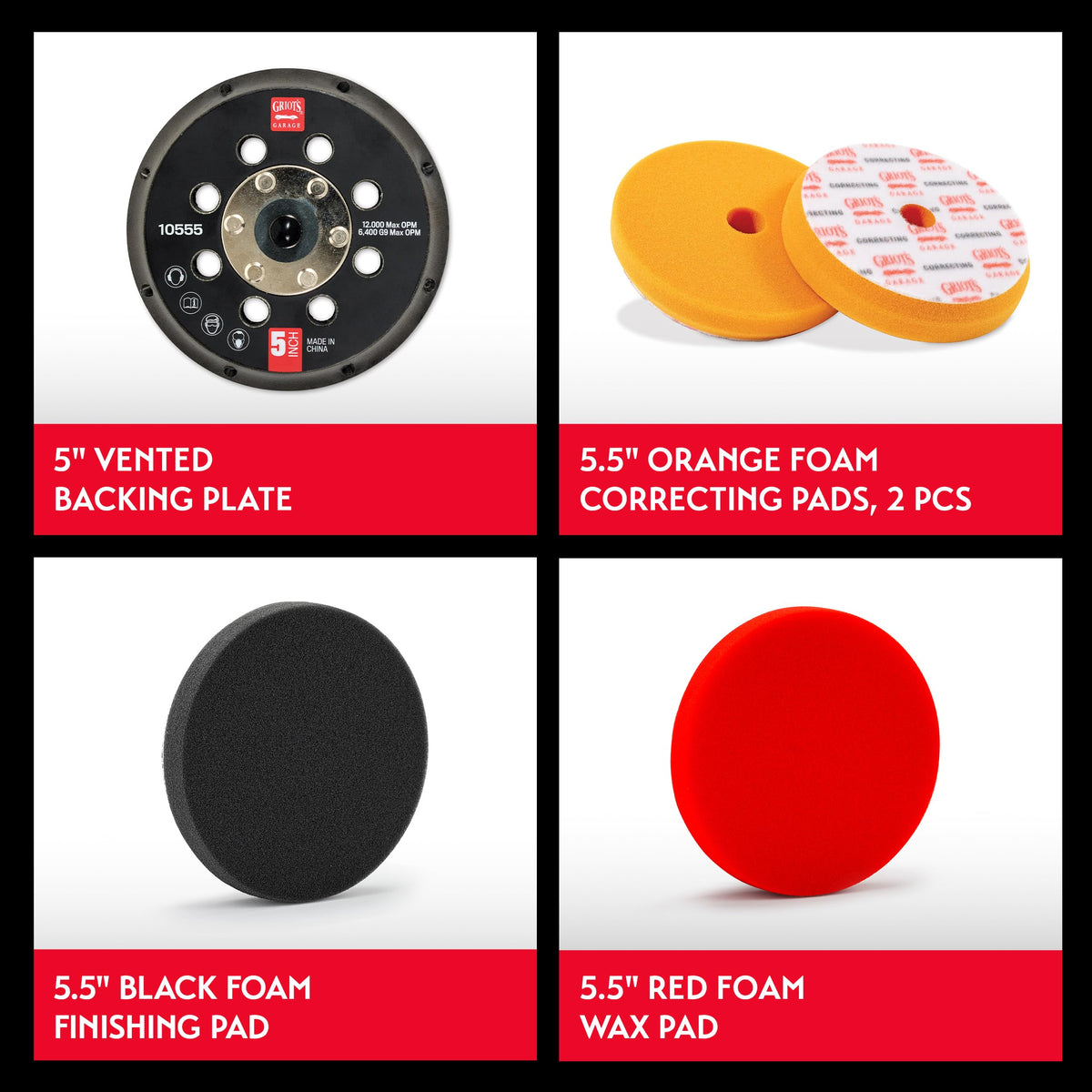 Griot's Garage orange correcting pad in use on car door removing light defects efficiently