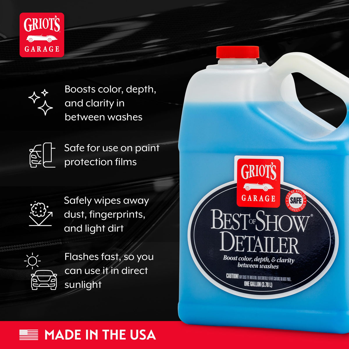 Griot's Garage product droplet on paint showing slick polymer finish and shine